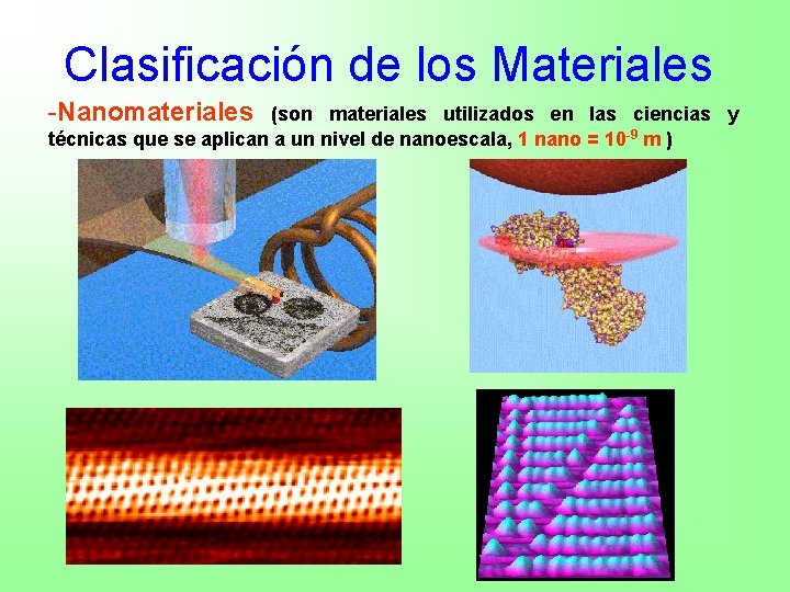 Clasificación de los Materiales -Nanomateriales (son materiales utilizados en las ciencias y técnicas que