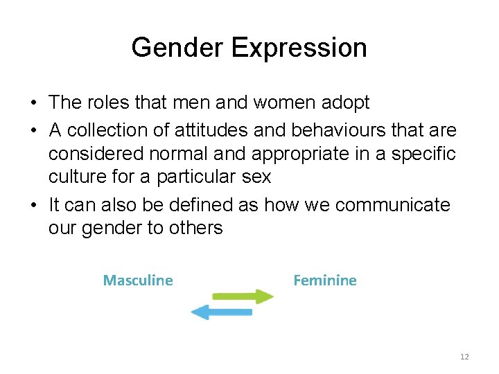 Gender Expression • The roles that men and women adopt • A collection of Gender Expression • The roles that men and women adopt • A collection of