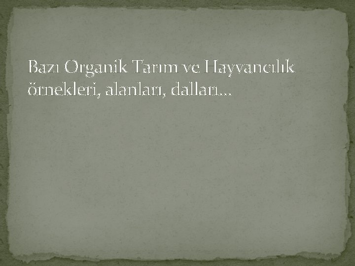 Bazı Organik Tarım ve Hayvancılık örnekleri, alanları, dalları… Bazı Organik Tarım ve Hayvancılık örnekleri, alanları, dalları…