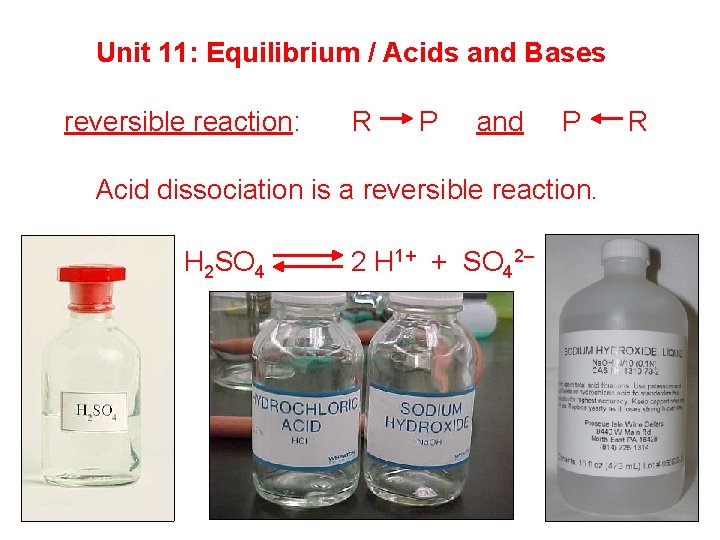 Unit 11 Equilibrium Acids and Bases reversible reaction