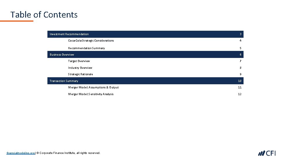 Table of Contents Investment Recommendation 3 Coca-Cola Strategic Considerations 4 Recommendation Summary 5 Business