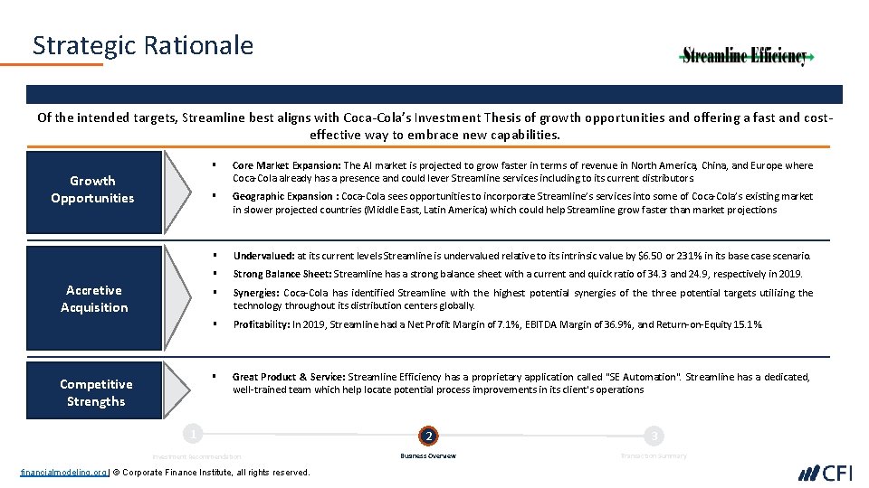 Strategic Rationale Of the intended targets, Streamline best aligns with Coca-Cola’s Investment Thesis of