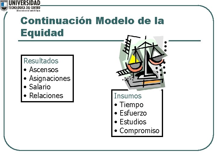 Continuación Modelo de la Equidad Resultados • Ascensos • Asignaciones • Salario • Relaciones