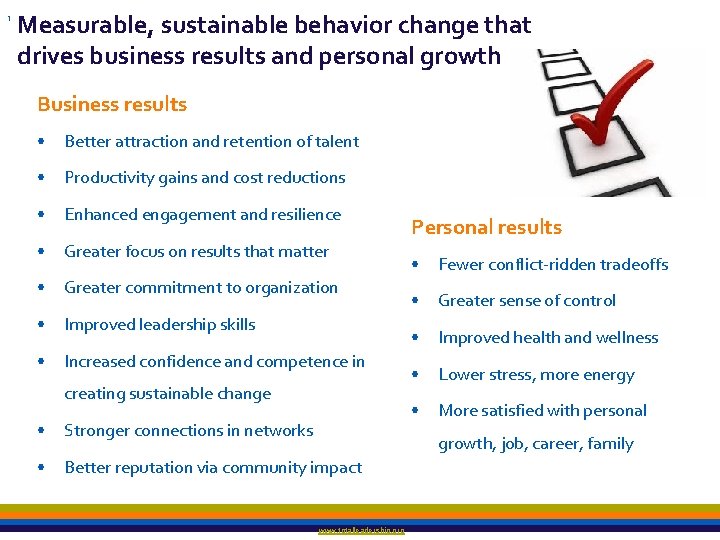 . 2 1 Measurable, sustainable behavior change that drives business results and personal growth