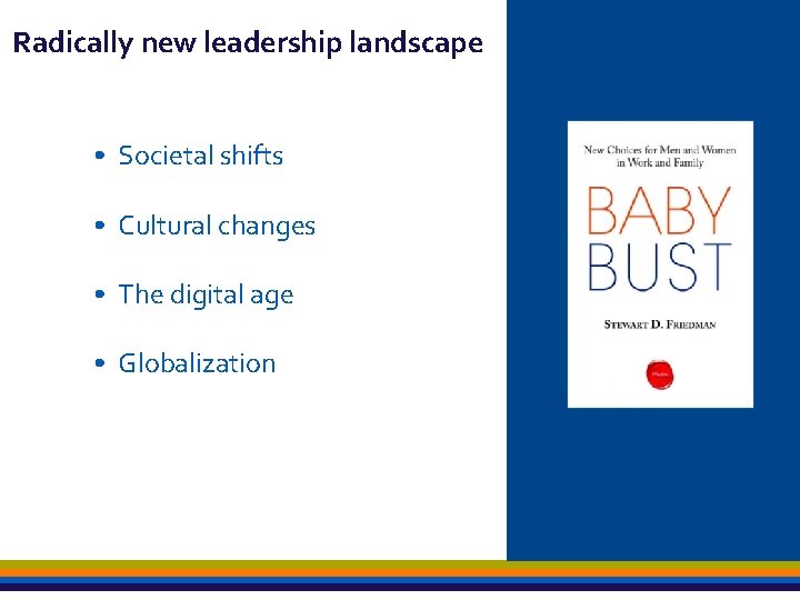 Radically new leadership landscape • Societal shifts • Cultural changes • The digital age