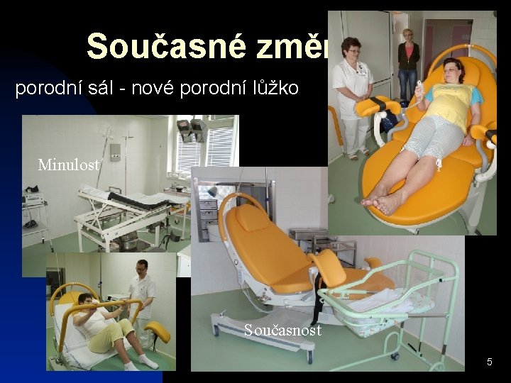 Současné změny porodní sál - nové porodní lůžko Minulost Současnost 5 