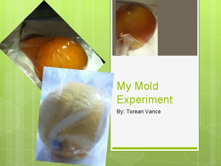 My Mold Experiment By: Torean Vance 