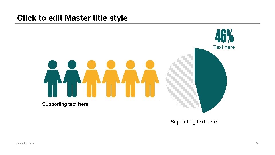 Click to edit Master title style Text here Supporting text here www. islide. cc
