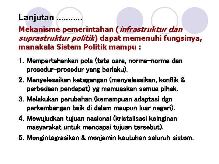 Suprastruktur dan infrastruktur sistem politik indonesia
