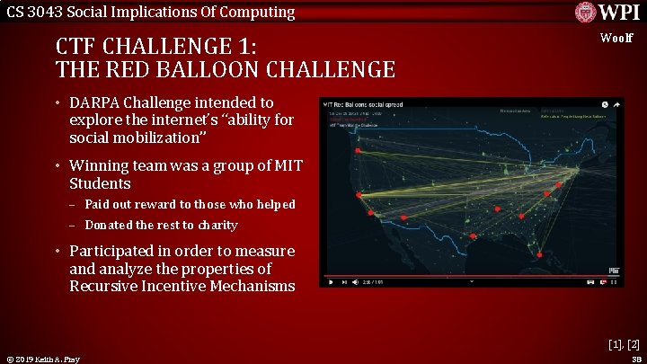 CS 3043 Social Implications Of Computing CTF CHALLENGE 1: THE RED BALLOON CHALLENGE Woolf