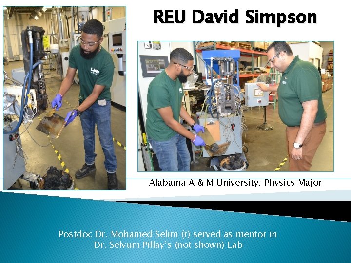 REU David Simpson Alabama A & M University, Physics Major Postdoc Dr. Mohamed Selim