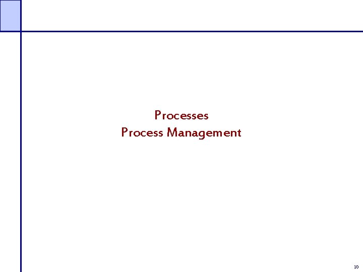 Processes Process Management 10 