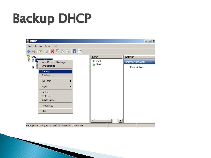 Backup DHCP 