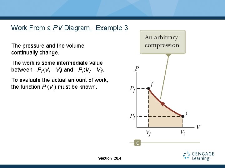 Work From a PV Diagram, Example 3 The pressure and the volume continually change.