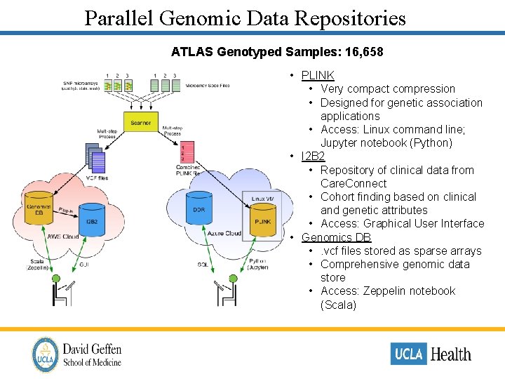 Parallel Genomic Data Repositories ATLAS Genotyped Samples: 16, 658 • PLINK • Very compact