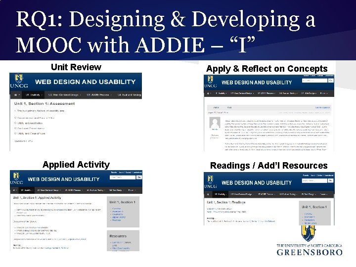 RQ 1: Designing & Developing a MOOC with ADDIE – “I” Unit Review Apply