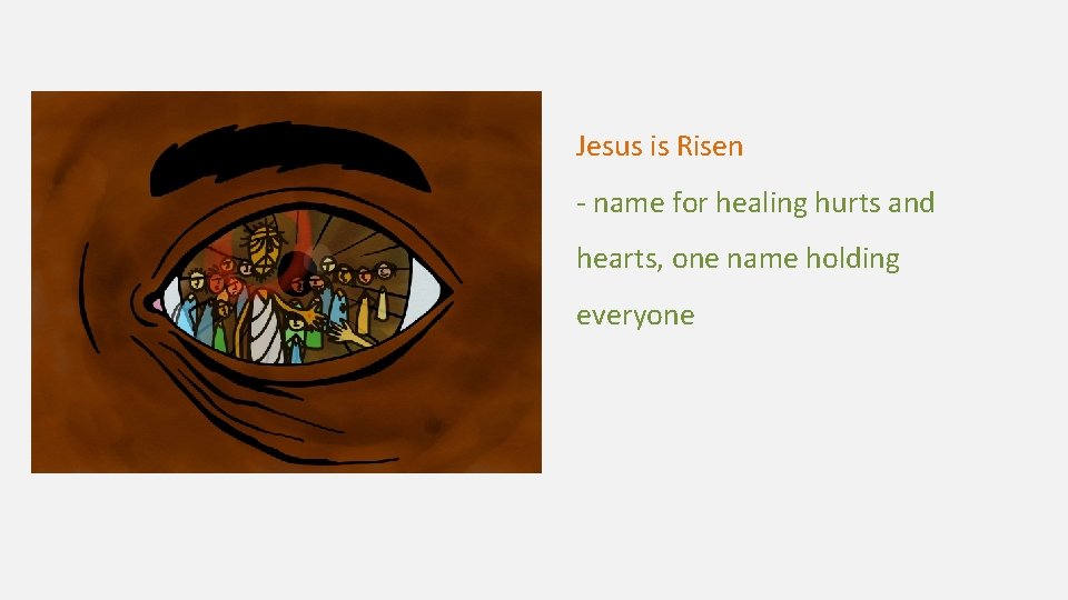 Jesus is Risen - name for healing hurts and hearts, one name holding everyone