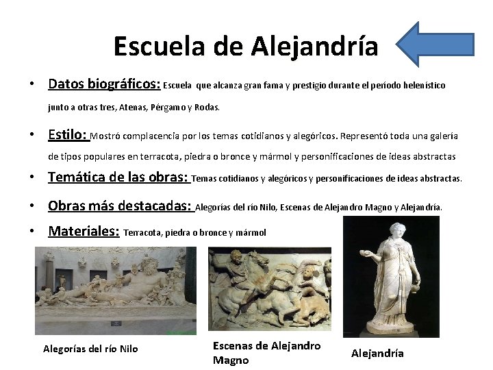 Escuela de Alejandría • Datos biográficos: Escuela que alcanza gran fama y prestigio durante