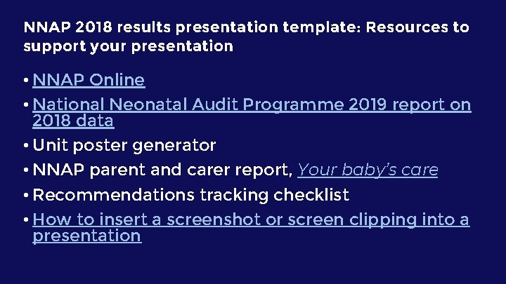 NNAP 2018 results presentation template: Resources to support your presentation • NNAP Online •