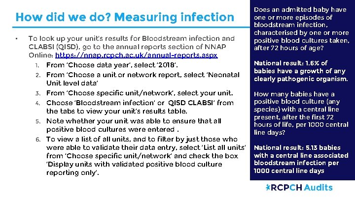 How did we do? Measuring infection • To look up your unit’s results for