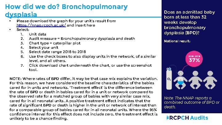 How did we do? Bronchopulmonary dysplasia • • Please download the graph for your