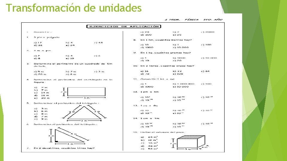 Transformación de unidades 