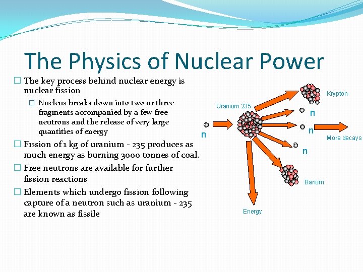 The Physics of Nuclear Power � The key process behind nuclear energy is nuclear The Physics of Nuclear Power � The key process behind nuclear energy is nuclear