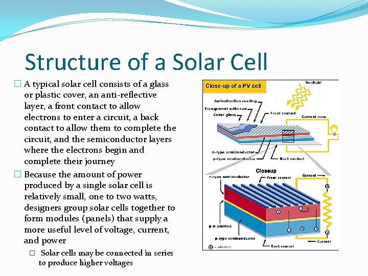 Structure of a Solar Cell � A typical solar cell consists of a glass Structure of a Solar Cell � A typical solar cell consists of a glass