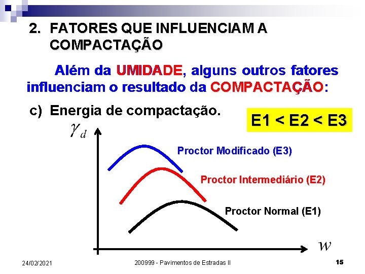 2. FATORES QUE INFLUENCIAM A COMPACTAÇÃO Além da UMIDADE, UMIDADE alguns outros fatores influenciam