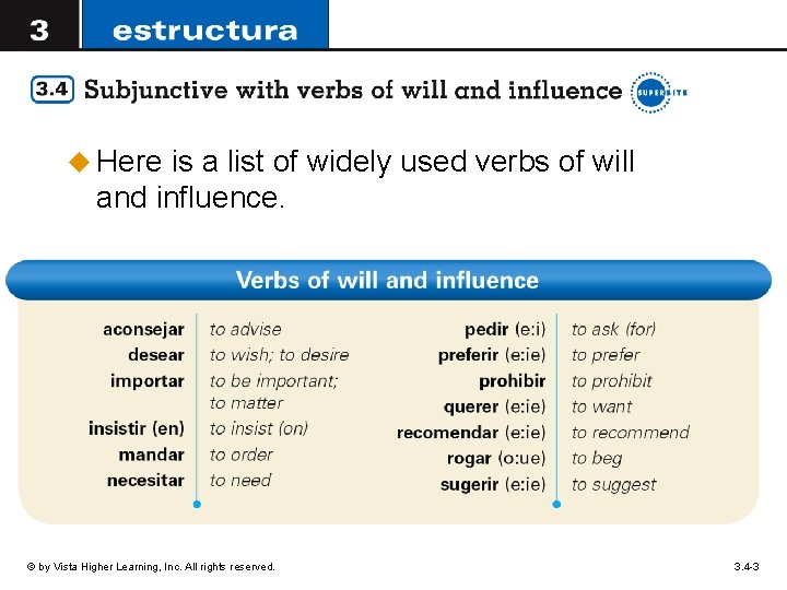 u Here is a list of widely used verbs of will and influence. ©
