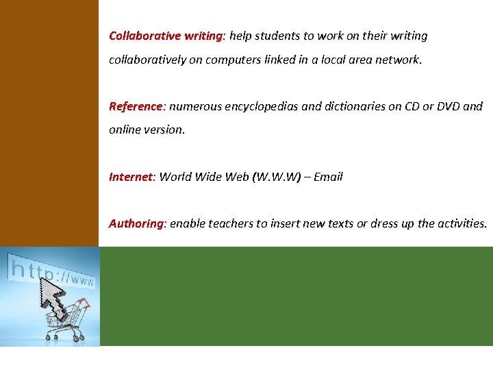 Collaborative writing: help students to work on their writing collaboratively on computers linked in