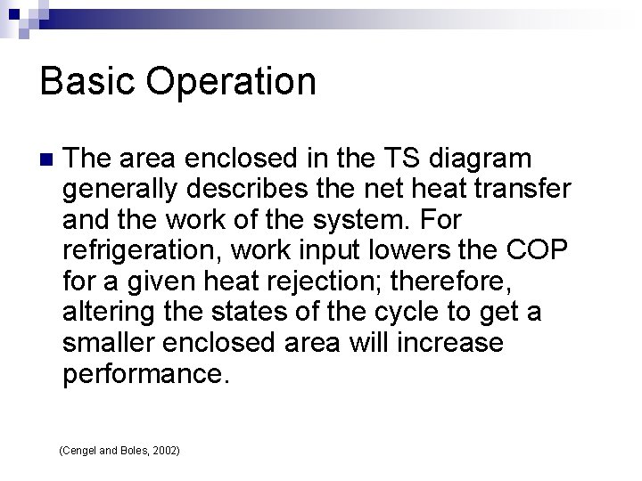 Basic Operation n The area enclosed in the TS diagram generally describes the net