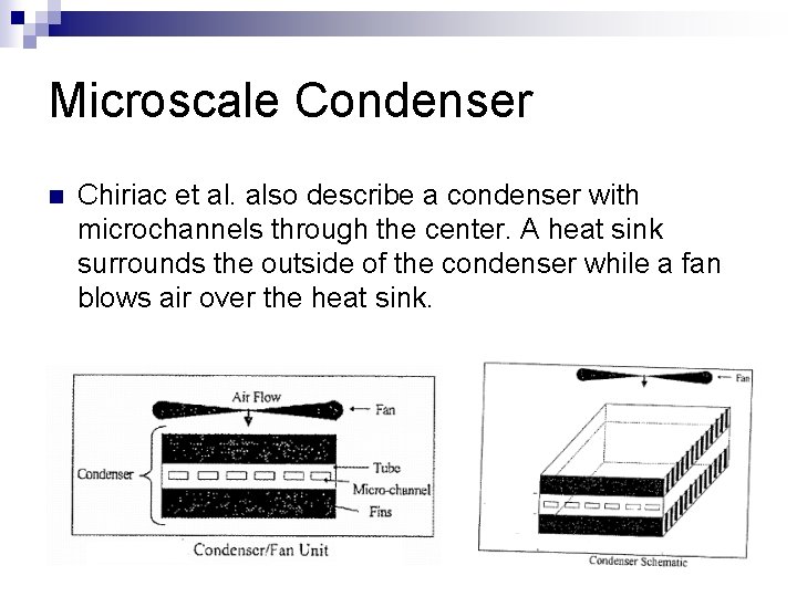 Microscale Condenser n Chiriac et al. also describe a condenser with microchannels through the