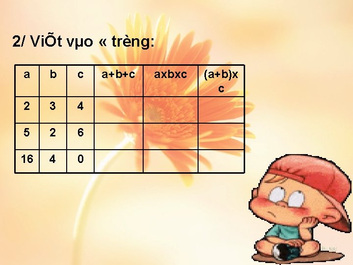 2/ ViÕt vµo « trèng: a b c 2 3 4 5 2 6