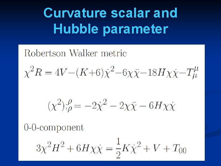 Curvature scalar and Hubble parameter 