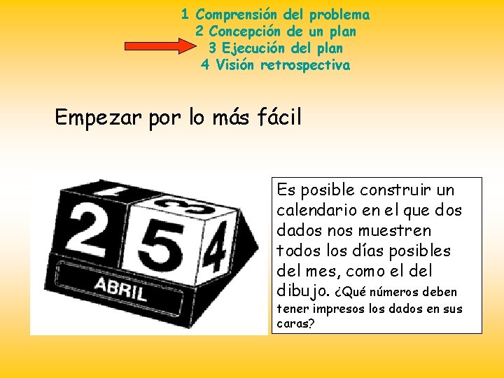 1 Comprensión del problema 2 Concepción de un plan 3 Ejecución del plan 4