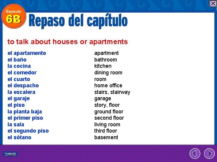 to talk about houses or apartments el apartamento el baño la cocina el comedor