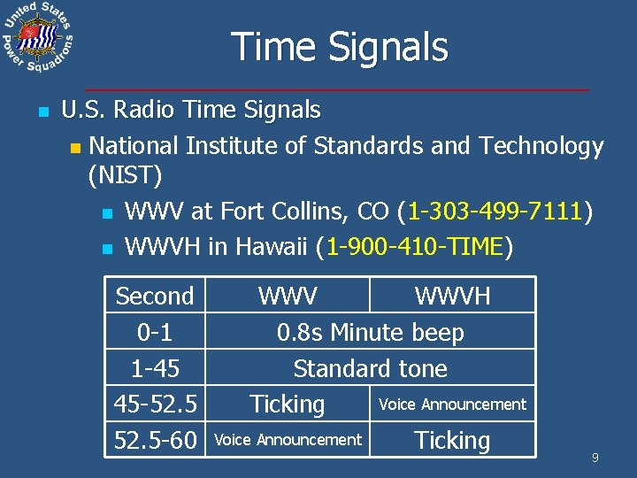 Time Signals n U. S. Radio Time Signals n National Institute of Standards and