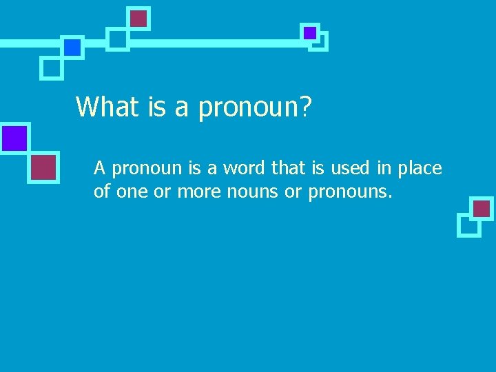 What is a pronoun? n A pronoun is a word that is used in