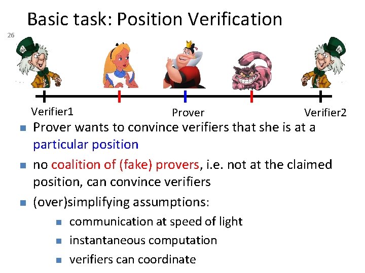 Basic task: Position Verification 26 Verifier 1 n n n Prover Verifier 2 Prover