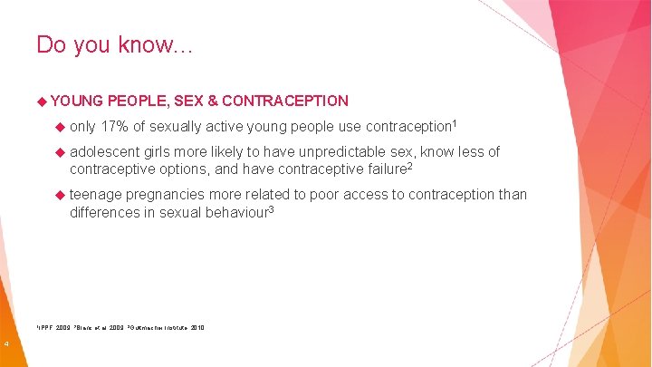 Do you know… YOUNG only PEOPLE, SEX & CONTRACEPTION 17% of sexually active young