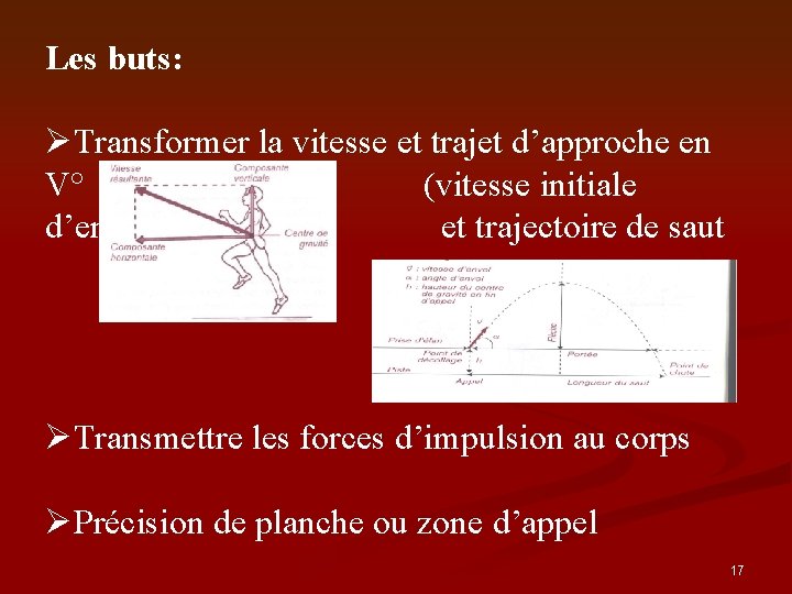 Les buts: ØTransformer la vitesse et trajet d’approche en V° (vitesse initiale d’envol) et