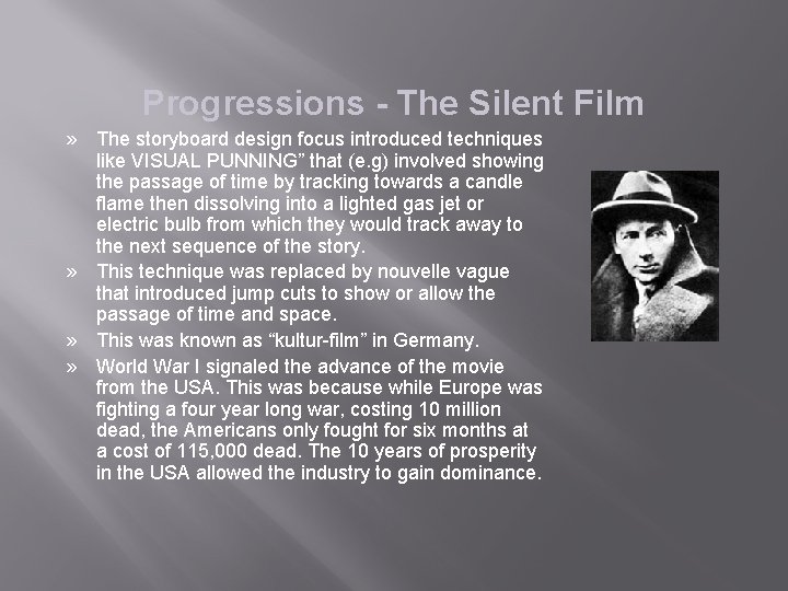 Progressions - The Silent Film » The storyboard design focus introduced techniques like VISUAL