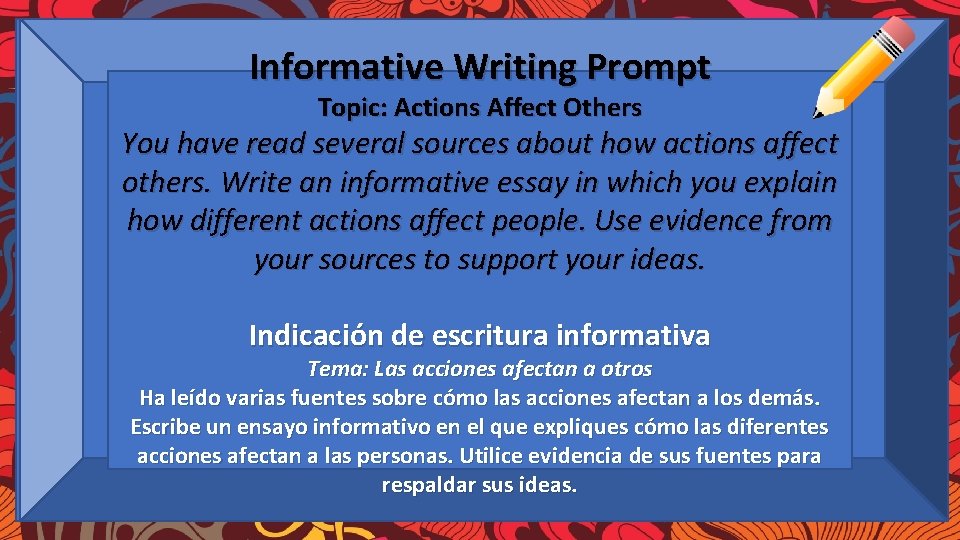 Informative Writing Prompt Class Dojo Guía para el éxito en el aula Topic: Actions