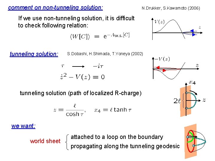 comment on non-tunneling solution: N. Drukker, S. Kawamoto (2006) If we use non-tunneling solution,