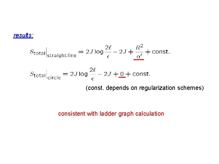 results: (const. depends on regularization schemes) consistent with ladder graph calculation 