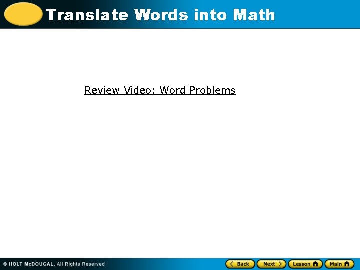 Translate Words into Math Review Video: Word Problems 
