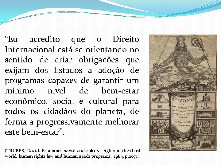 “Eu acredito que o Direito Internacional está se orientando no sentido de criar obrigações