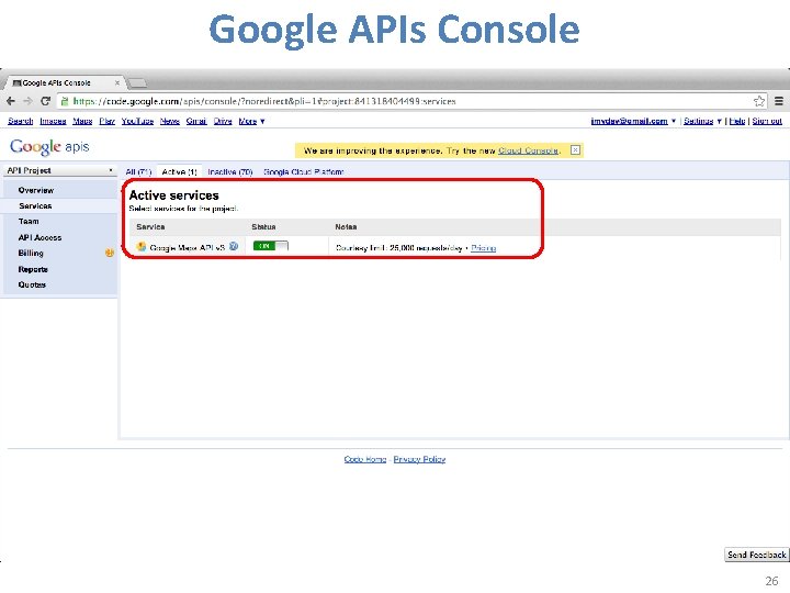 Google APIs Console 26 