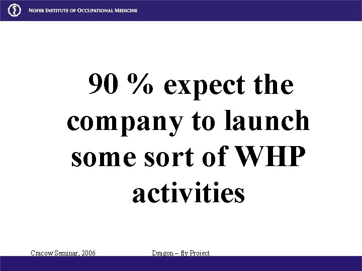 90 % expect the company to launch some sort of WHP activities Cracow Seminar,